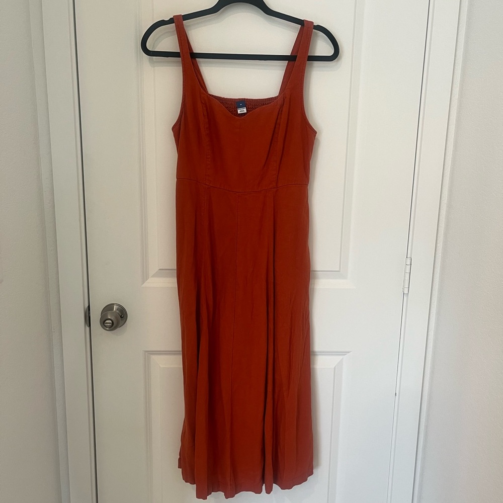 Women's Rust Square-Neck Midi Dress